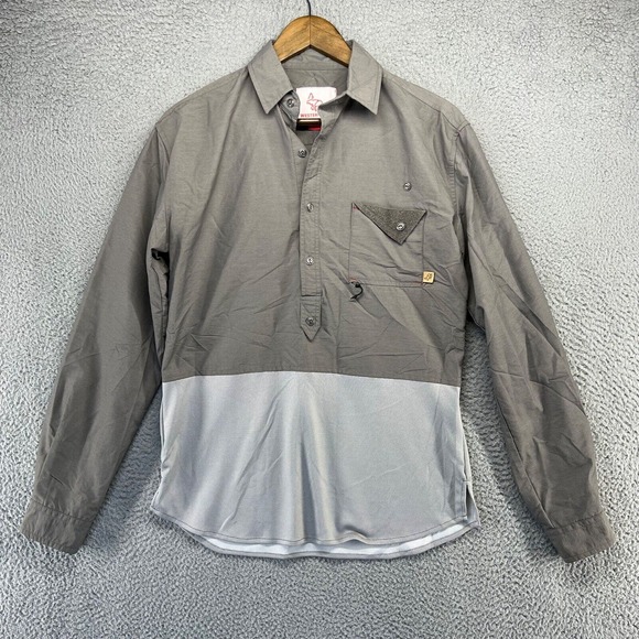 Western Rise Shirt Men's Small Gray Button Pullover Flex Performance Lightweight - Picture 1 of 11